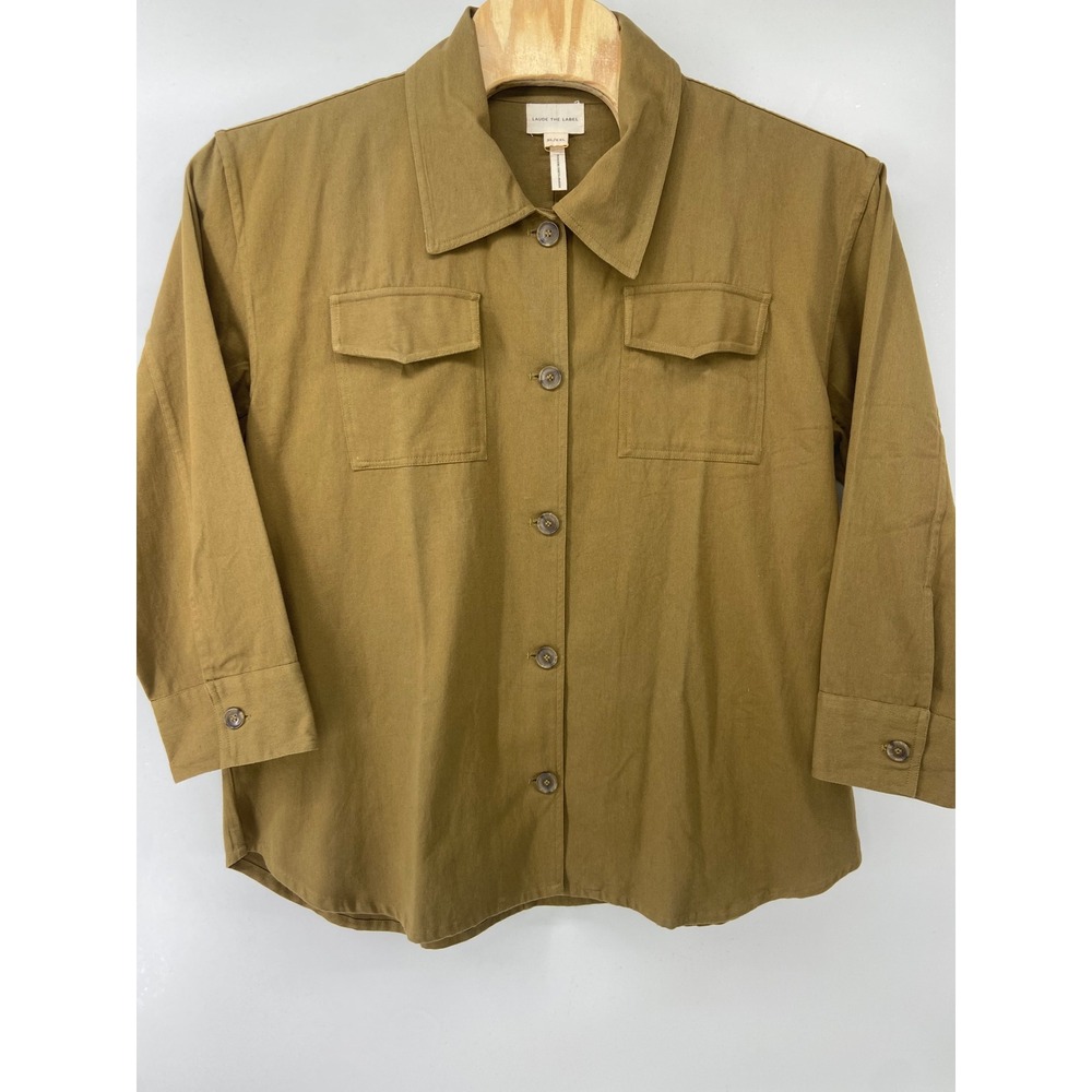 LAUDE THE LABEL Shirt Jacket Women 2XL Brown Utility Safari Shacket Minimalist